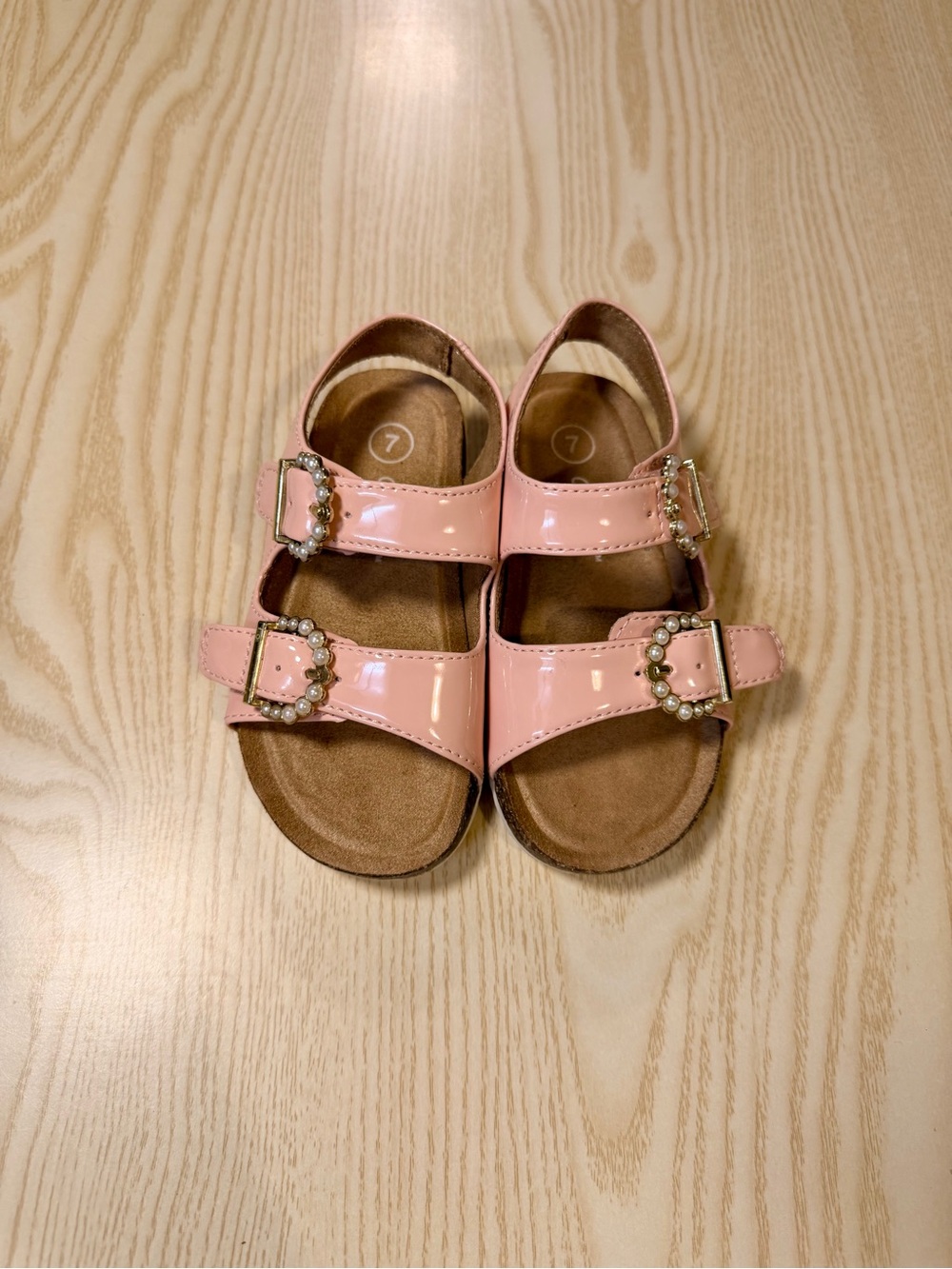 Cat & Jack Toddlers Sandals with Pearl Embellished Buckles Velcro Straps 7C